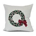 Holly Wreath Floral Print Outdoor Pillow