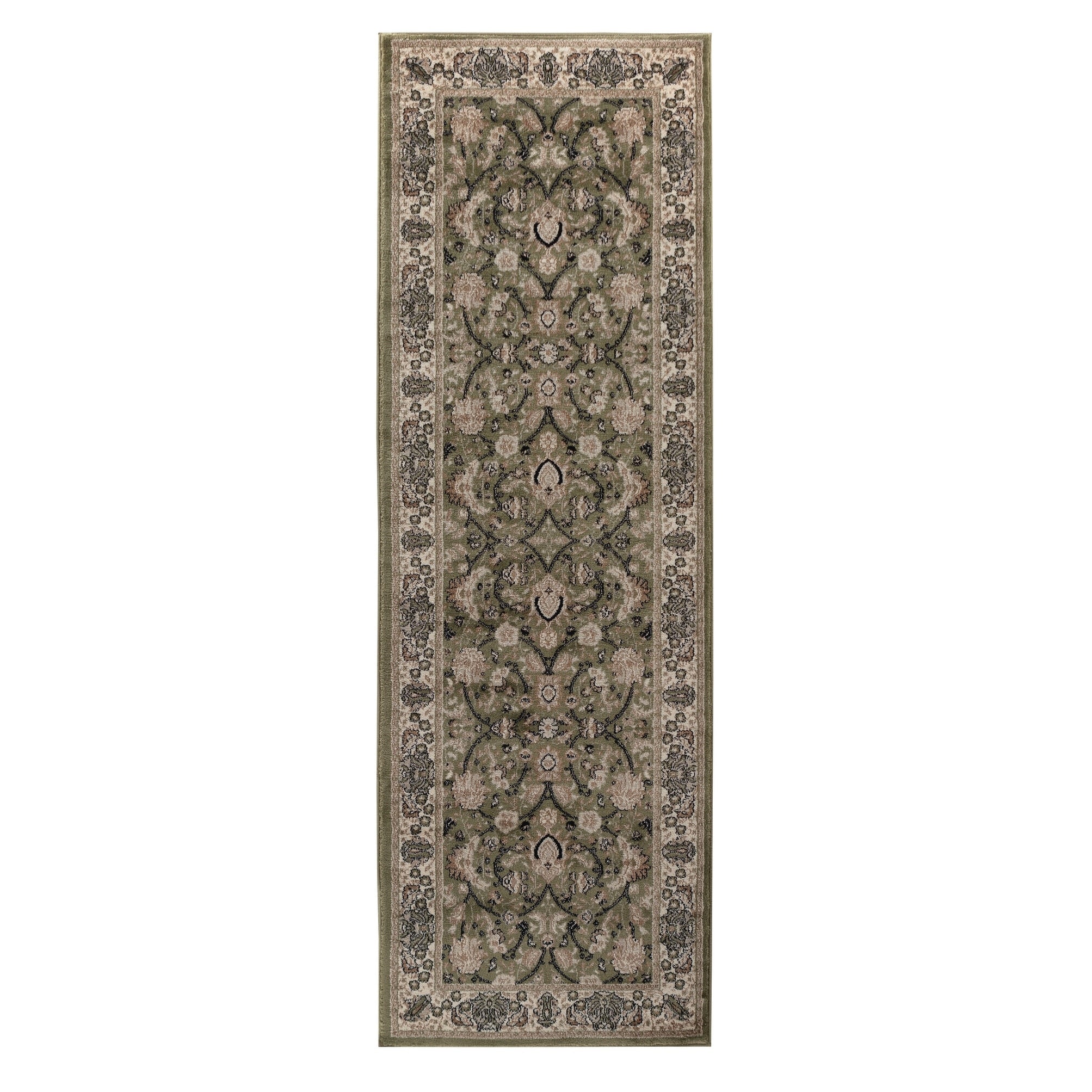 Hollywood Collection Green Beige Area Rug