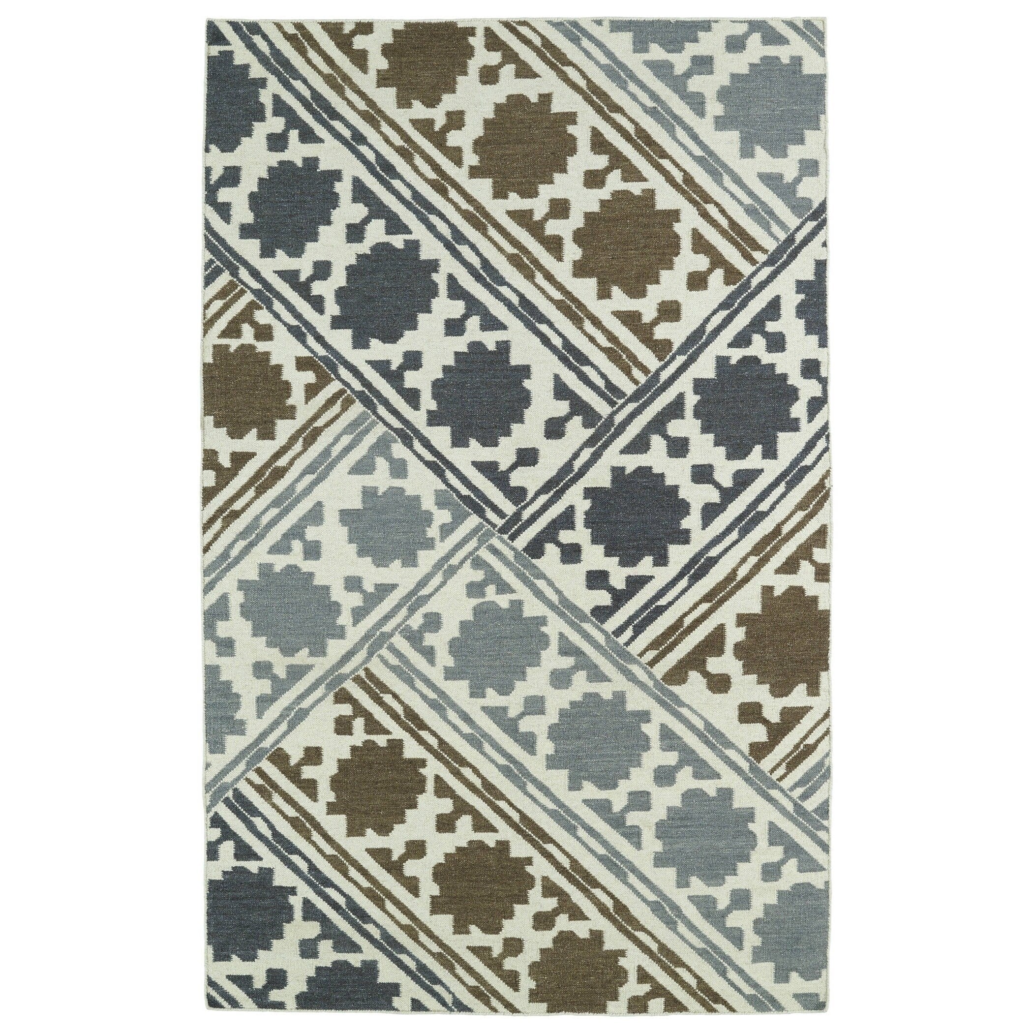 Hollywood Flatweave Brown Patchwork Rug 8 X 10