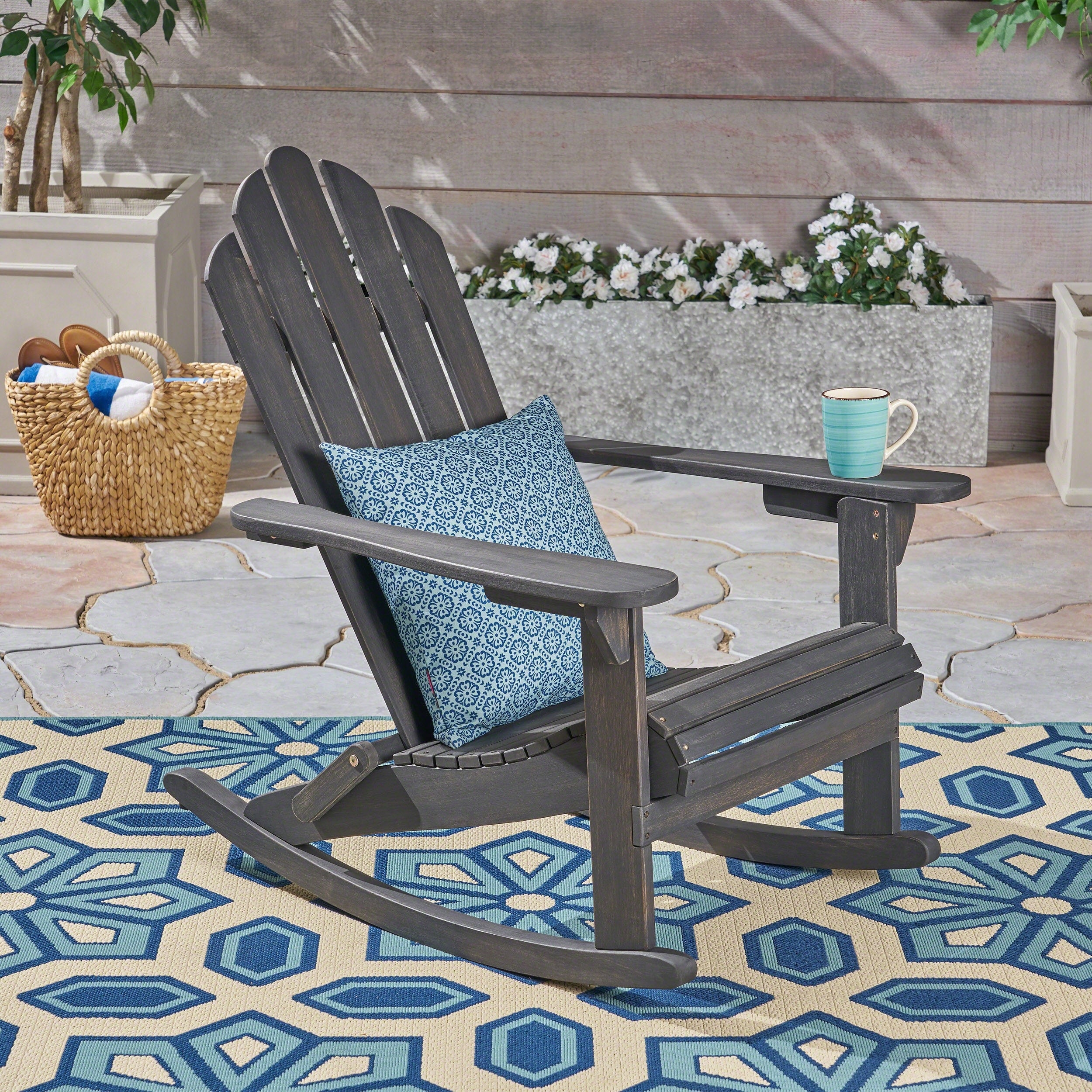 Hollywood Outdoor Adirondack Acacia Rocking Chair By Christopher Knight Home