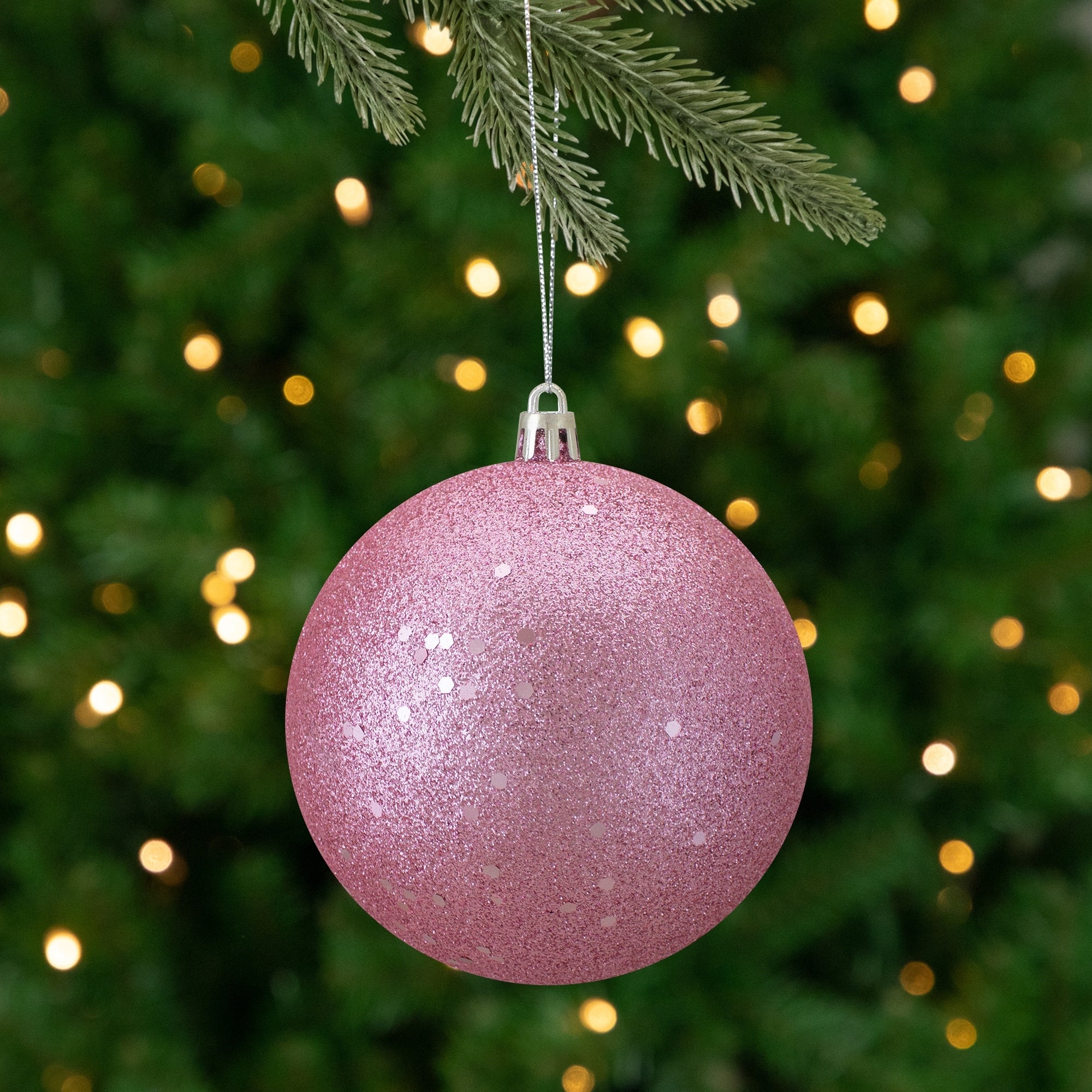 Bubblegum Pink Holographic Glitter Shatterproof Christmas Ball Ornament 4 100Mm