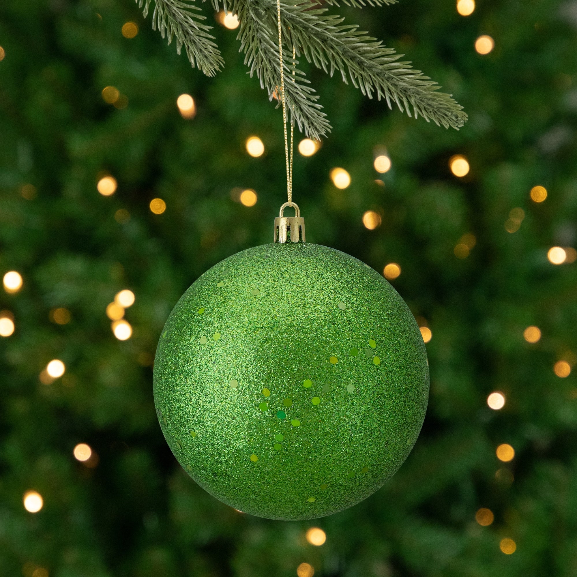 Xmas Green Holographic Glitter Shatterproof Christmas Ball Ornament 4 100Mm