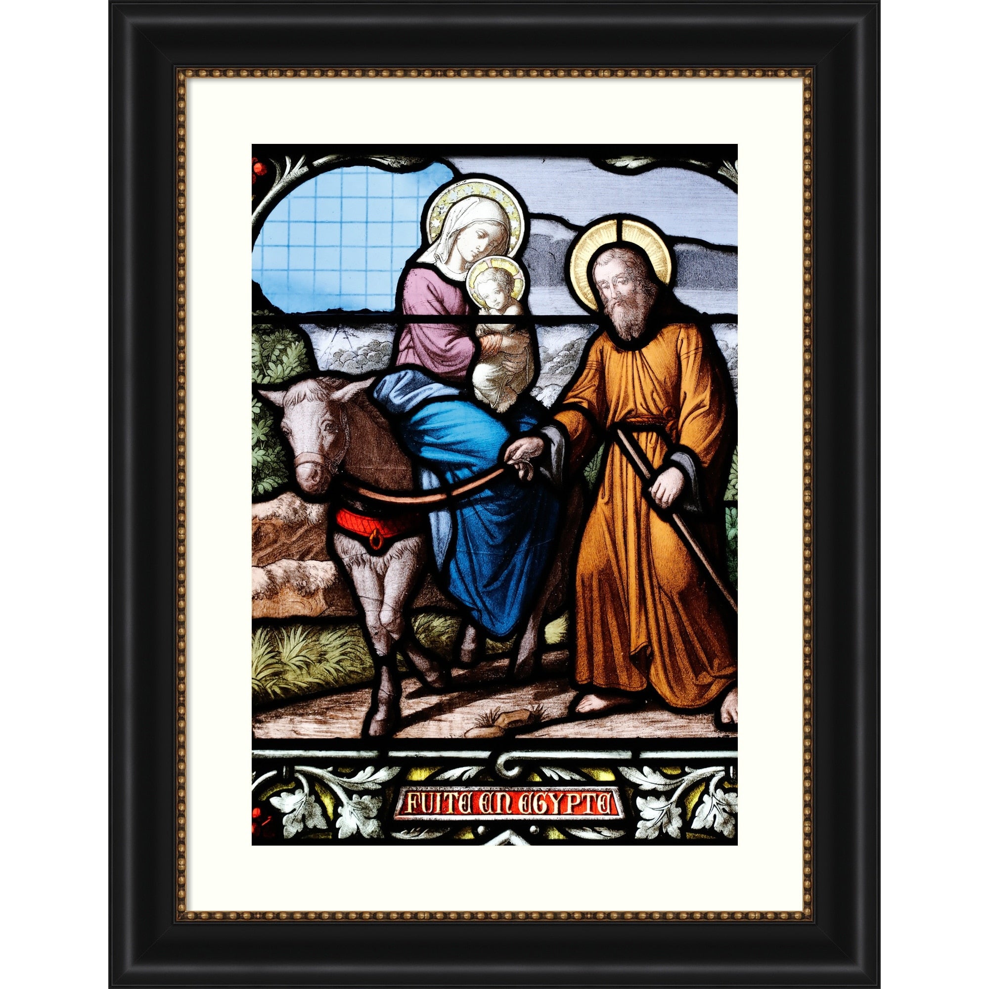 Holy Family Flight Into Egypt By Lons Le Saunier France Wood Framed Wall Art Print
