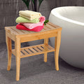 Homcom 20 Long Bamboo Wood Shower Bench Seat With Lower Storage Shelf