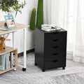 Homcom 5 Drawer Storage Organizer Filing Cabinet With Nordic Minimalist Modern Style Caster Wheels For Mobility