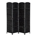 Homcom 6 Tall Wicker Weave Four Panel Room Divider Privacy Screen Black Wood