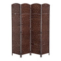 Homcom 6 Tall Wicker Weave Four Panel Room Divider Privacy Screen Chestnut Brown