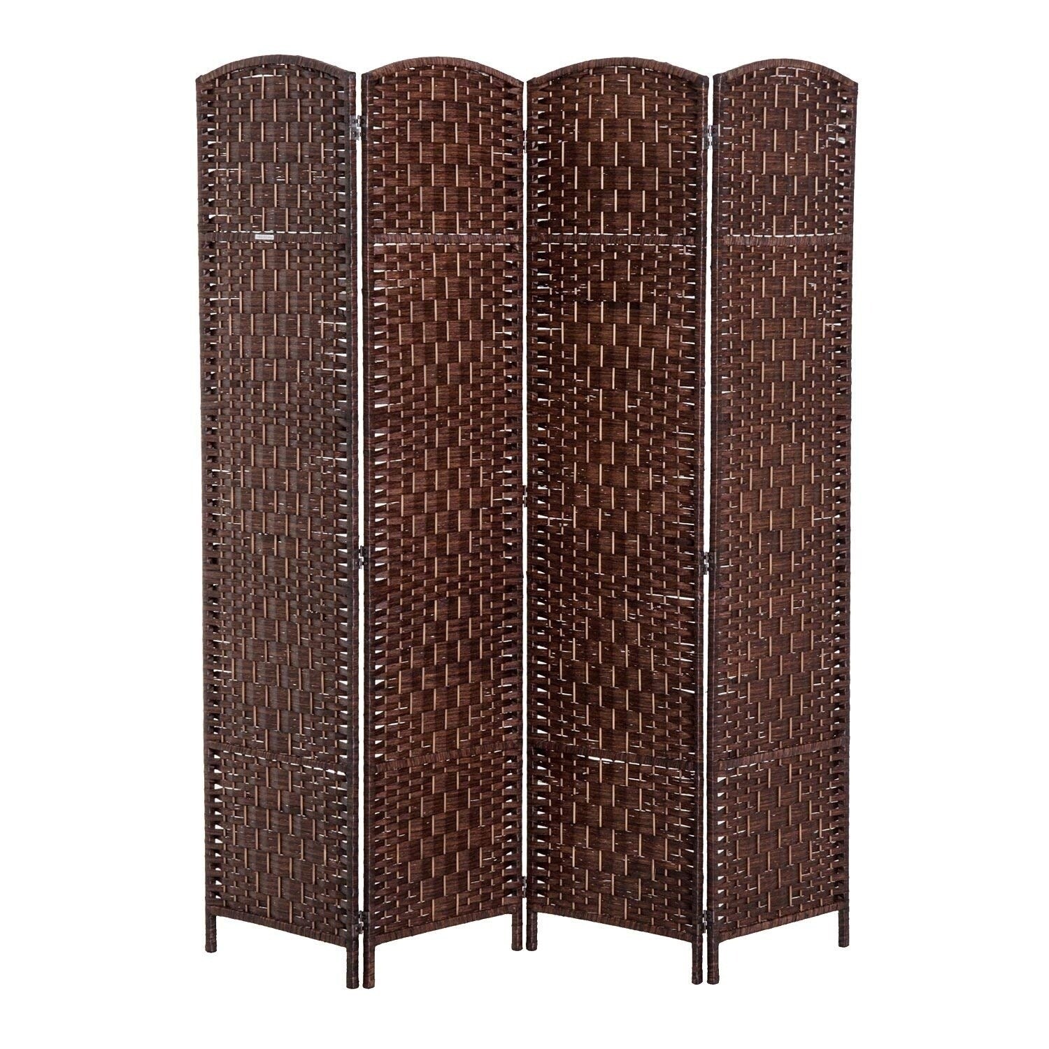 Homcom 6 Tall Wicker Weave Four Panel Room Divider Privacy Screen Chestnut Brown