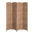 Homcom 6 Tall Wicker Weave Four Panel Room Divider Privacy Screen Natural Blonde Wood