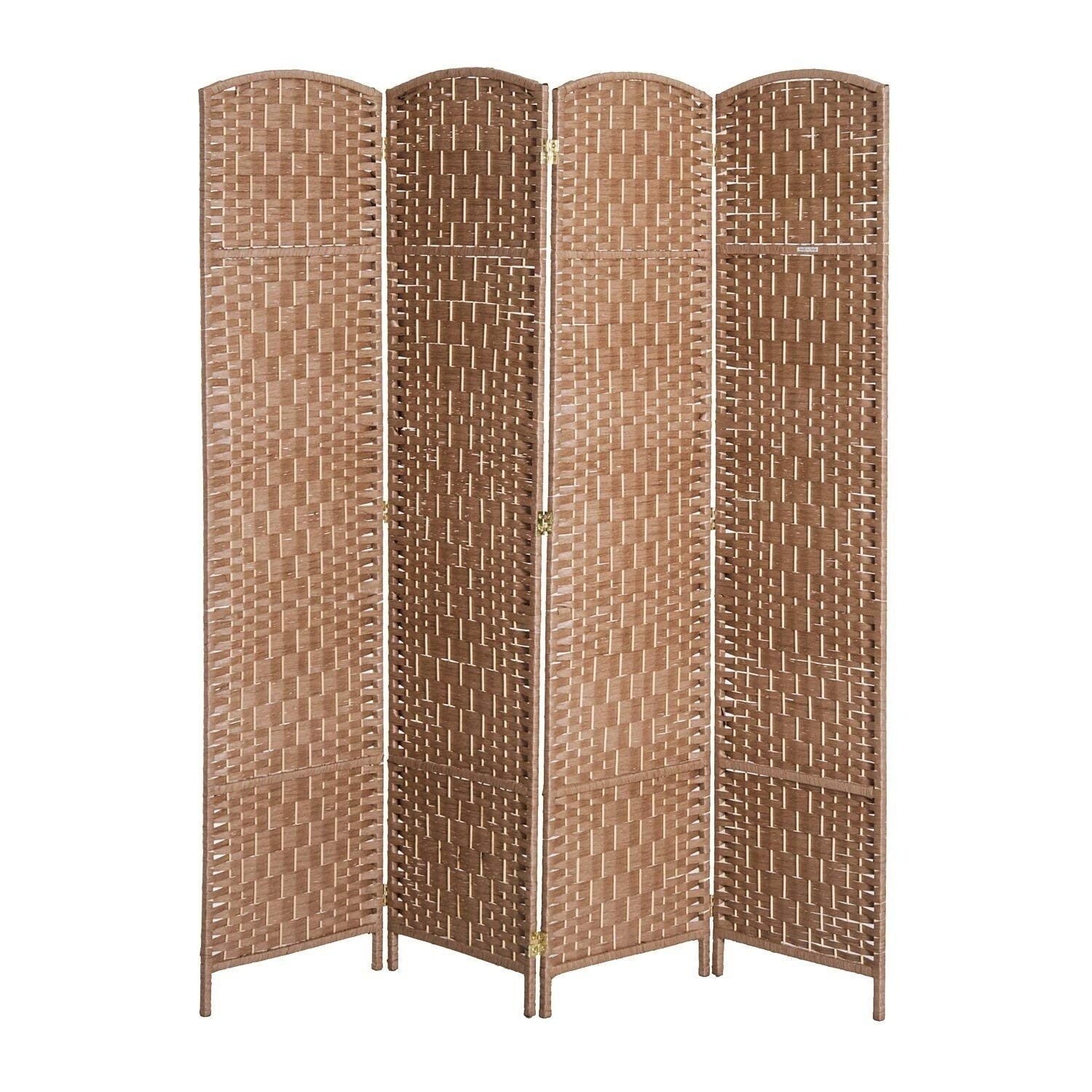 Homcom 6 Tall Wicker Weave Four Panel Room Divider Privacy Screen Natural Blonde Wood