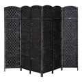 Homcom 6 Tall Wicker Weave Six Panel Room Divider Privacy Screen Black Wood