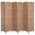 Homcom 6 Tall Wicker Weave Six Panel Room Divider Privacy Screen Natural Blonde Wood