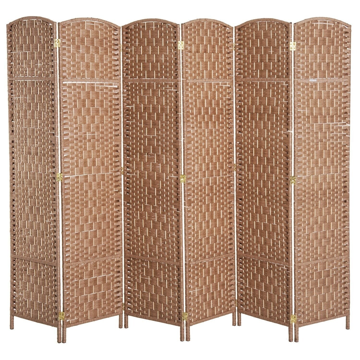 Homcom 6 Tall Wicker Weave Six Panel Room Divider Privacy Screen Natural Blonde Wood