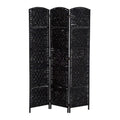 Homcom 6 Tall Wicker Weave Three Panel Room Divider Privacy Screen Black Wood