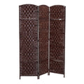 Homcom 6 Tall Wicker Weave Three Panel Room Divider Privacy Screen Chestnut Brown