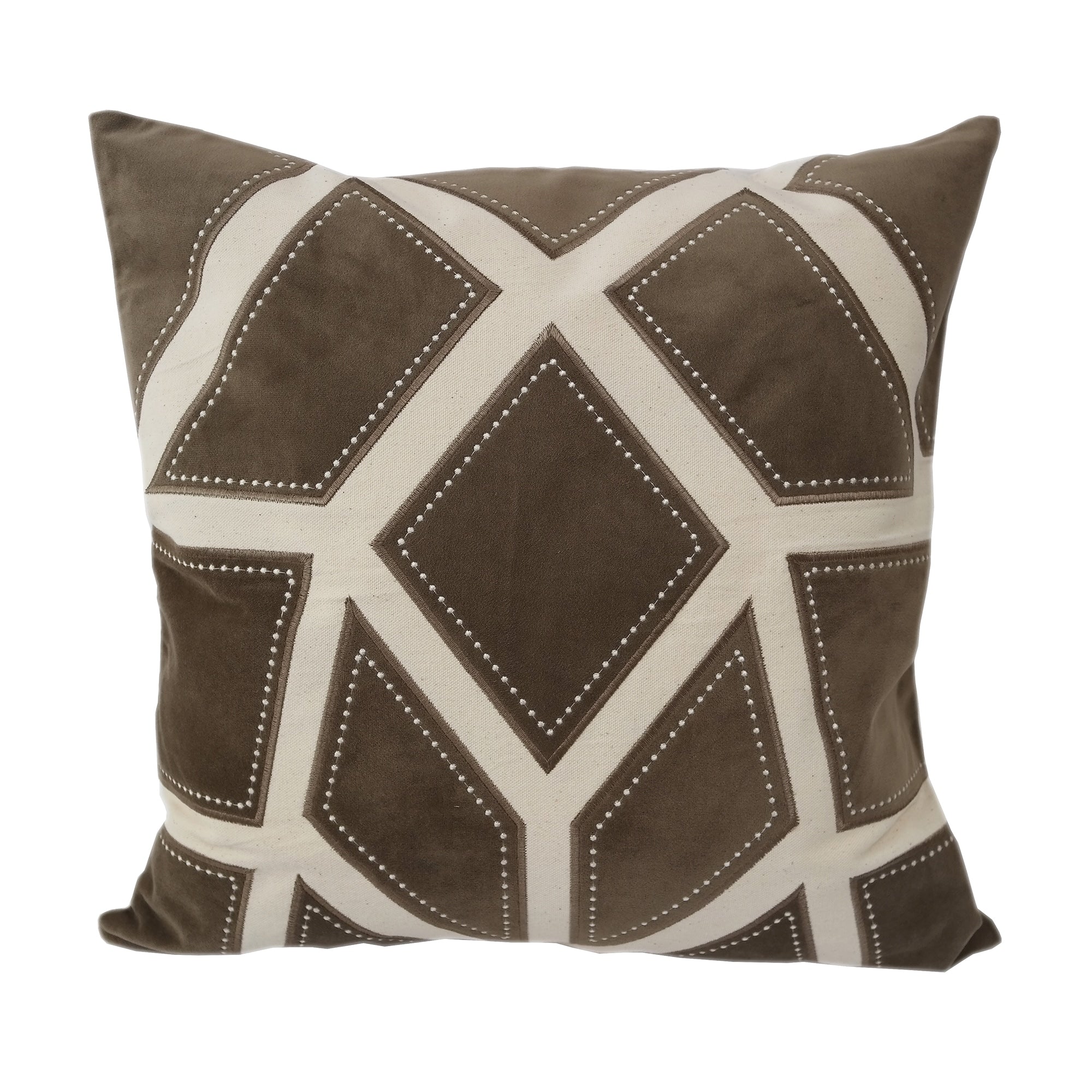 Home Accent Pillows 20 Inch Brown And Tan Applique Embroidered Poly Linen Throw Pillow