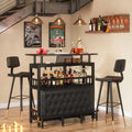 Home Bar Unit For Liquor Bar Height Table With Storage Mini Entertainment Carts Pub Table For Kitchen Balcony Basement