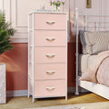 Contemporary 5 Drawer Chest Vertical Storage Tower Fabric Dresser