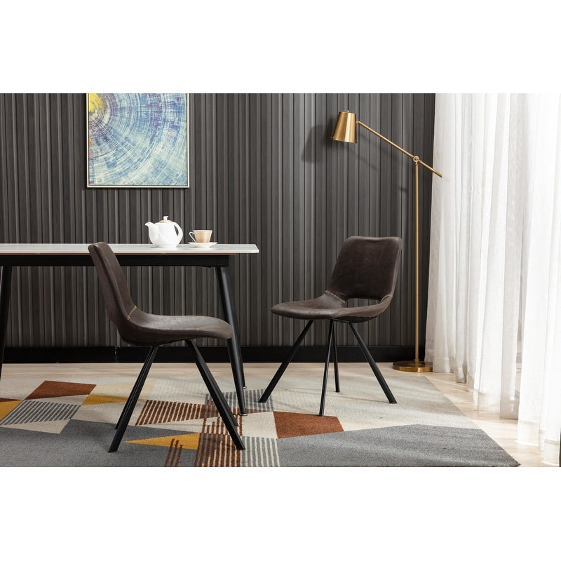 Home Beyond Synthetic Leather Dining Chairs Set Of 2 Pc Black Uc 14Blk
