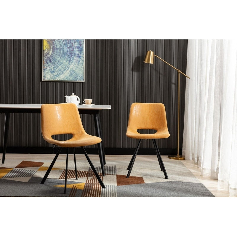 Home Beyond Synthetic Leather Dining Chairs Set Of 2 Pc Tan Uc 14T