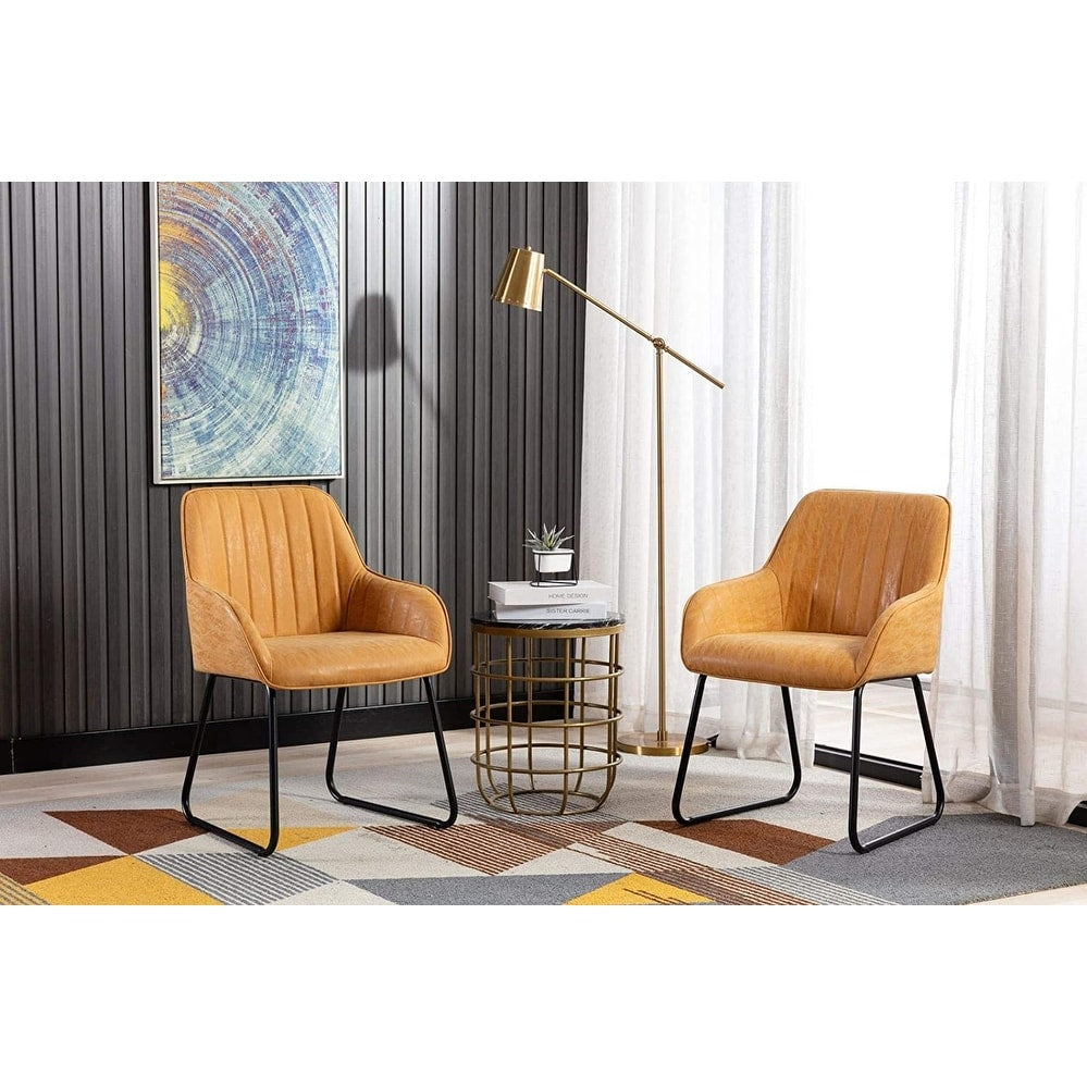 Home Beyond Synthetic Leather Dining Chairs Set Of 2 Pc Tan Uc 15T