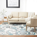 Home Dynamix Boho Distressed Floral Ivory Blue Area Rug 79 X 102
