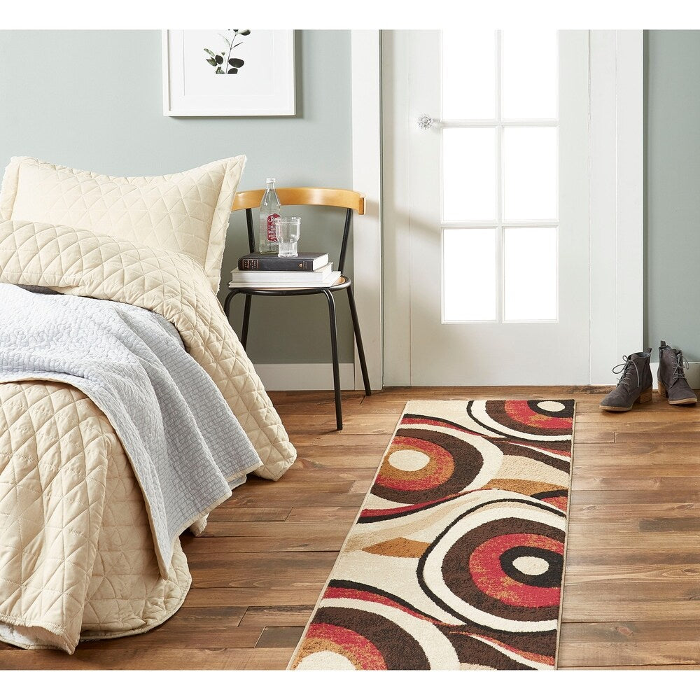 Home Dynamix Tribeca Collection Contemporary Brown Red Area Rug 710 X 106
