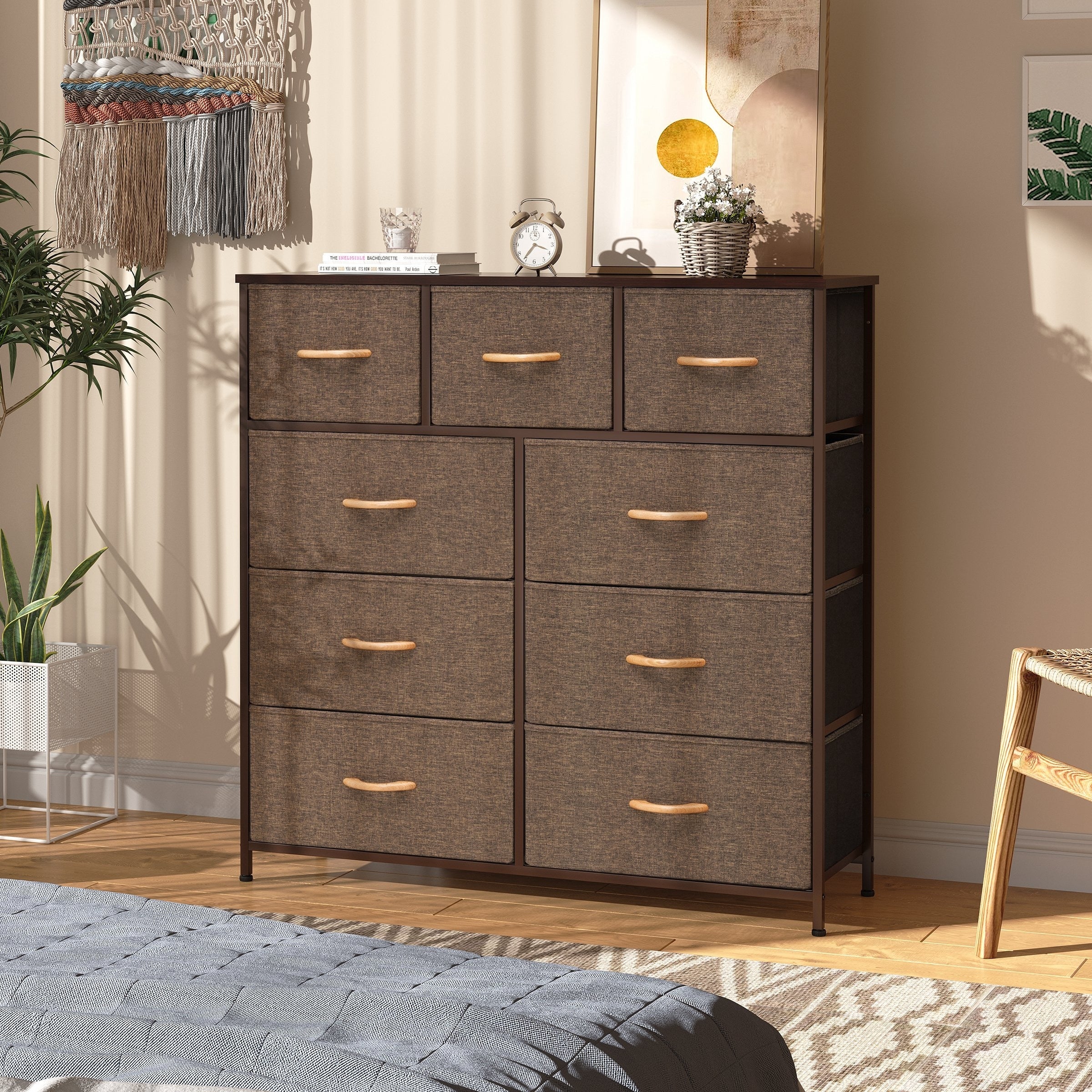 Home Extra Wide Closet Dresser Storage Tower Organizer Unit 9 Drawers
