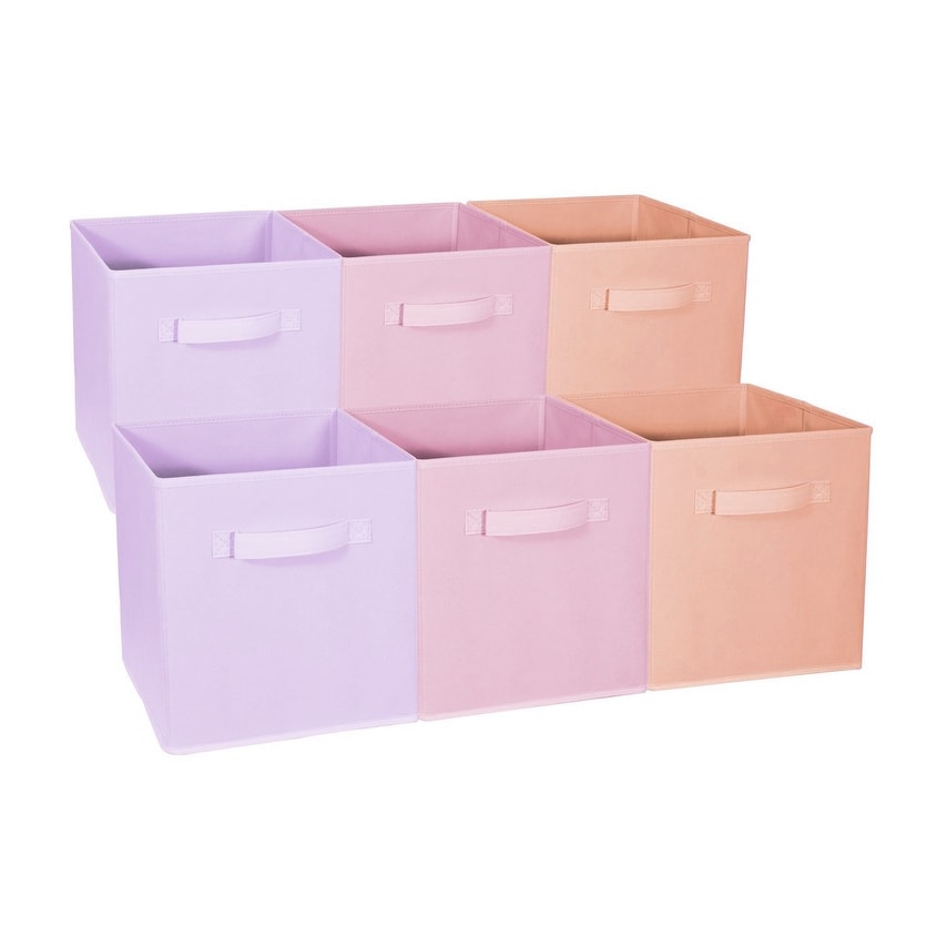Home Storage Bundle Pastel Drawer And Closet Bins Pink Orange Purple 6 Pack