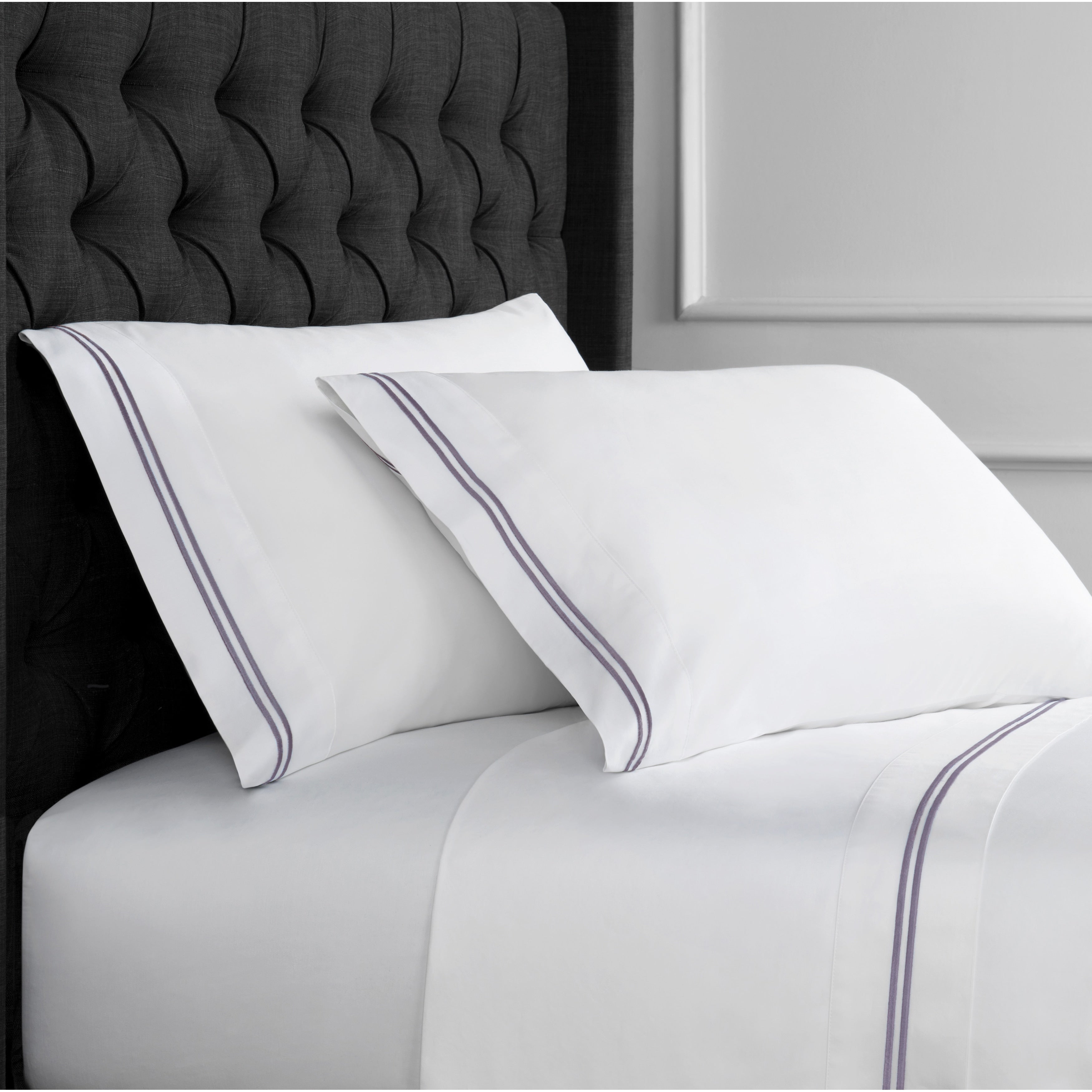Home Sweet Home Collection 600 Thread Count Cotton 2 Stripe Embroidery Sheet Set