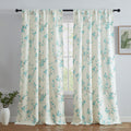 Jasmine Floral Faux Silk 100 Blackout Room Darkening Thermal Insulated Energy Efficient Curtain Grommet Panels Pair