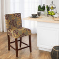 Homepop 24 Inch Counter Height Tan Sage Leaf Upholstered Barstool