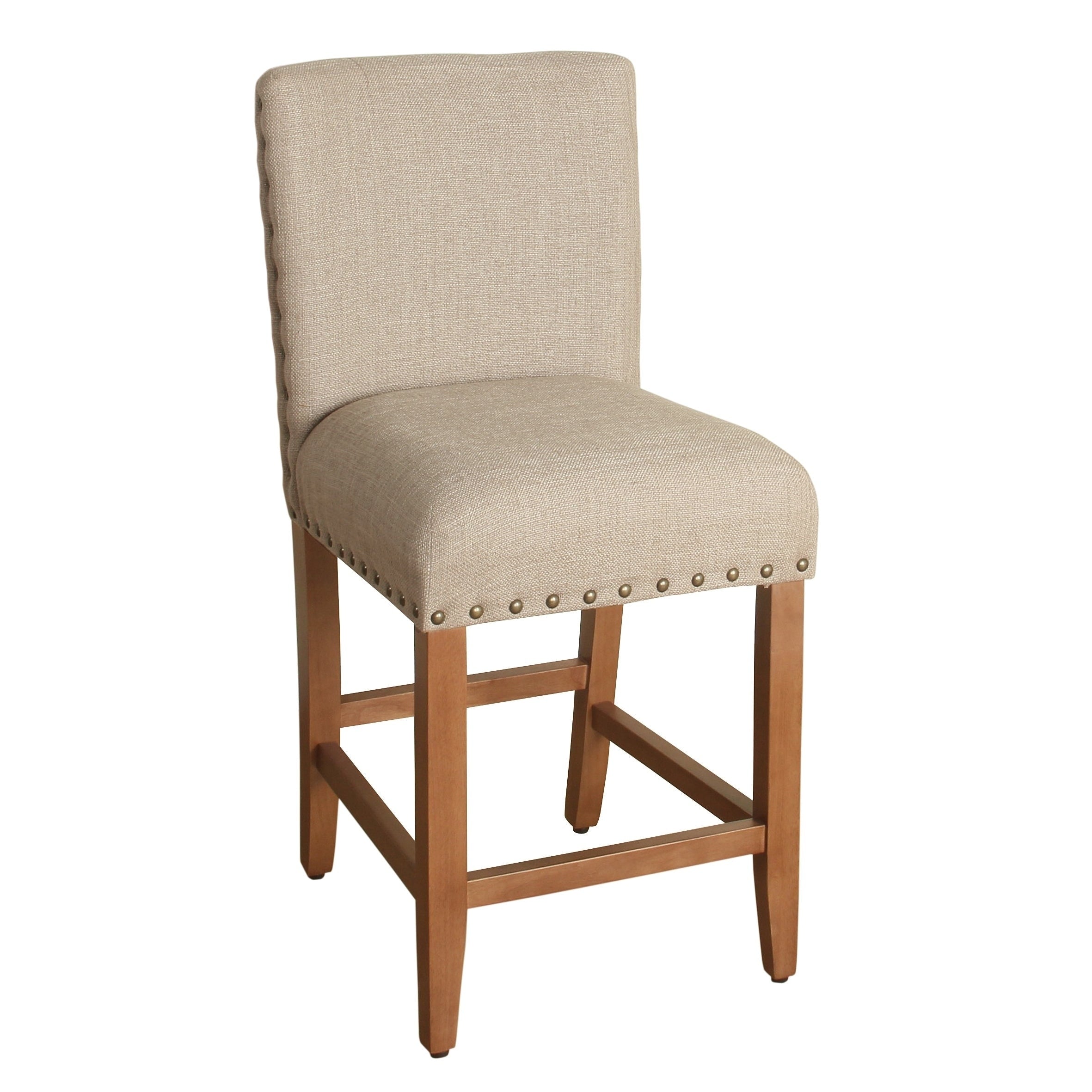 Homepop 24 Inch Counter Height Tan Upholstered Barstool