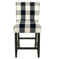 Homepop Black Cream Plaid Fabric Upholstered 24 Inch Classic Parsons Counter Chair
