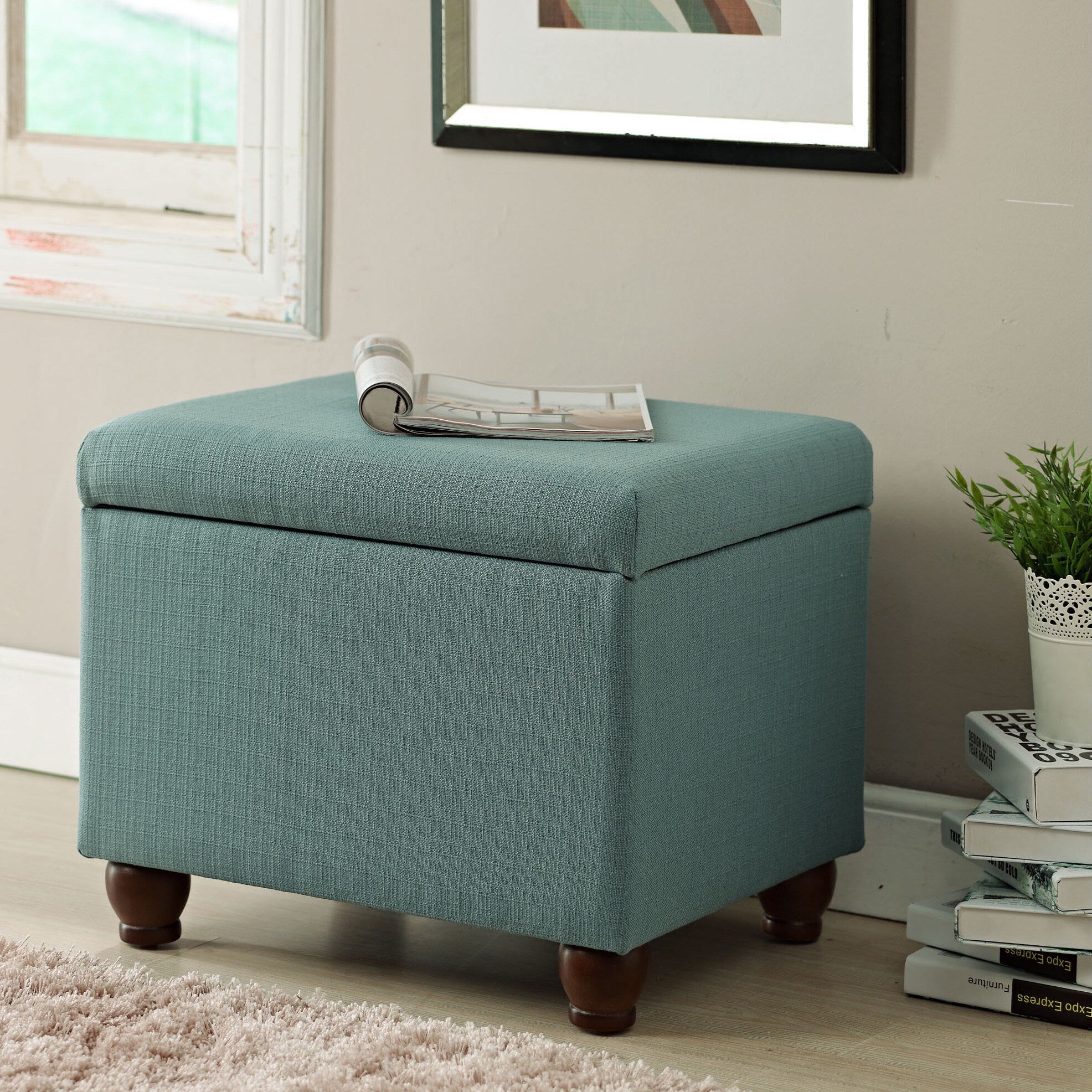 Homepop Aqua Textured Medium Storage Bench