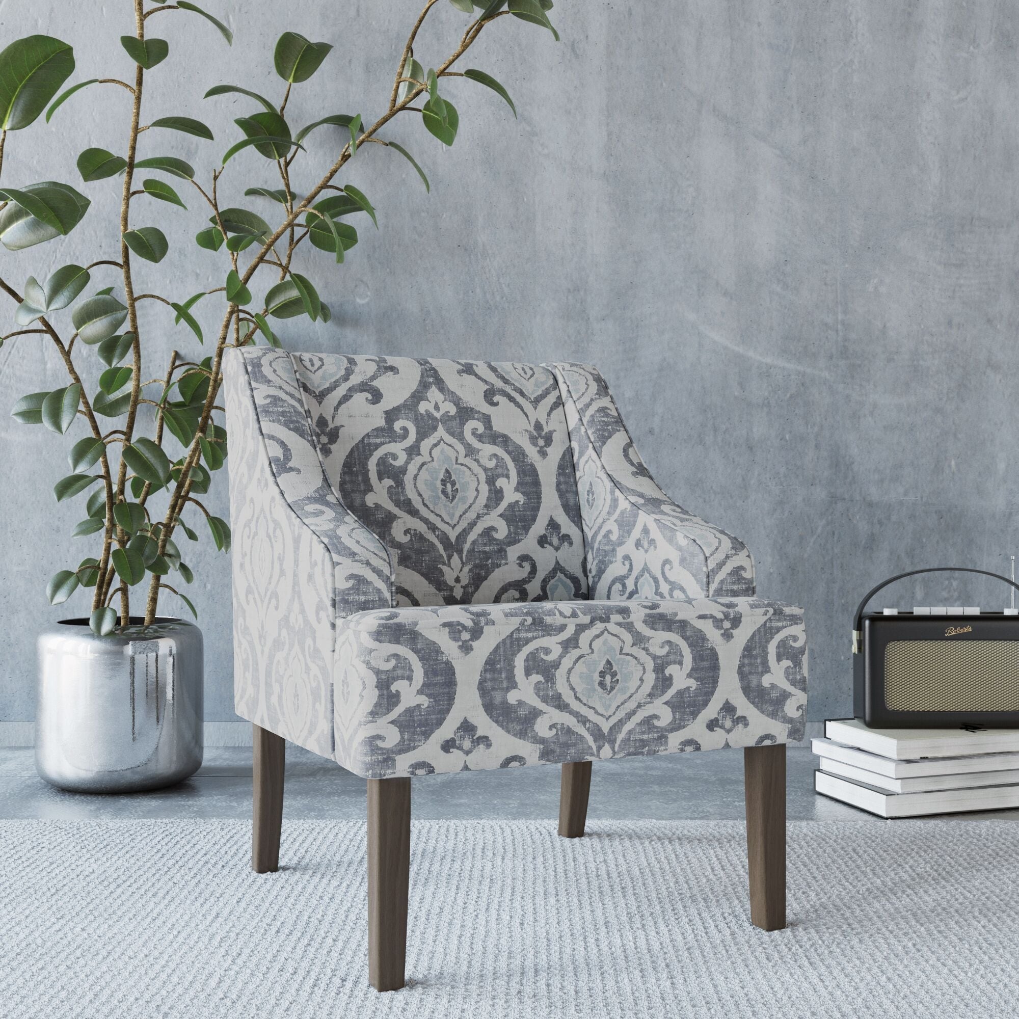 Homepop Suri Blue Classic Swoop Accent Chair