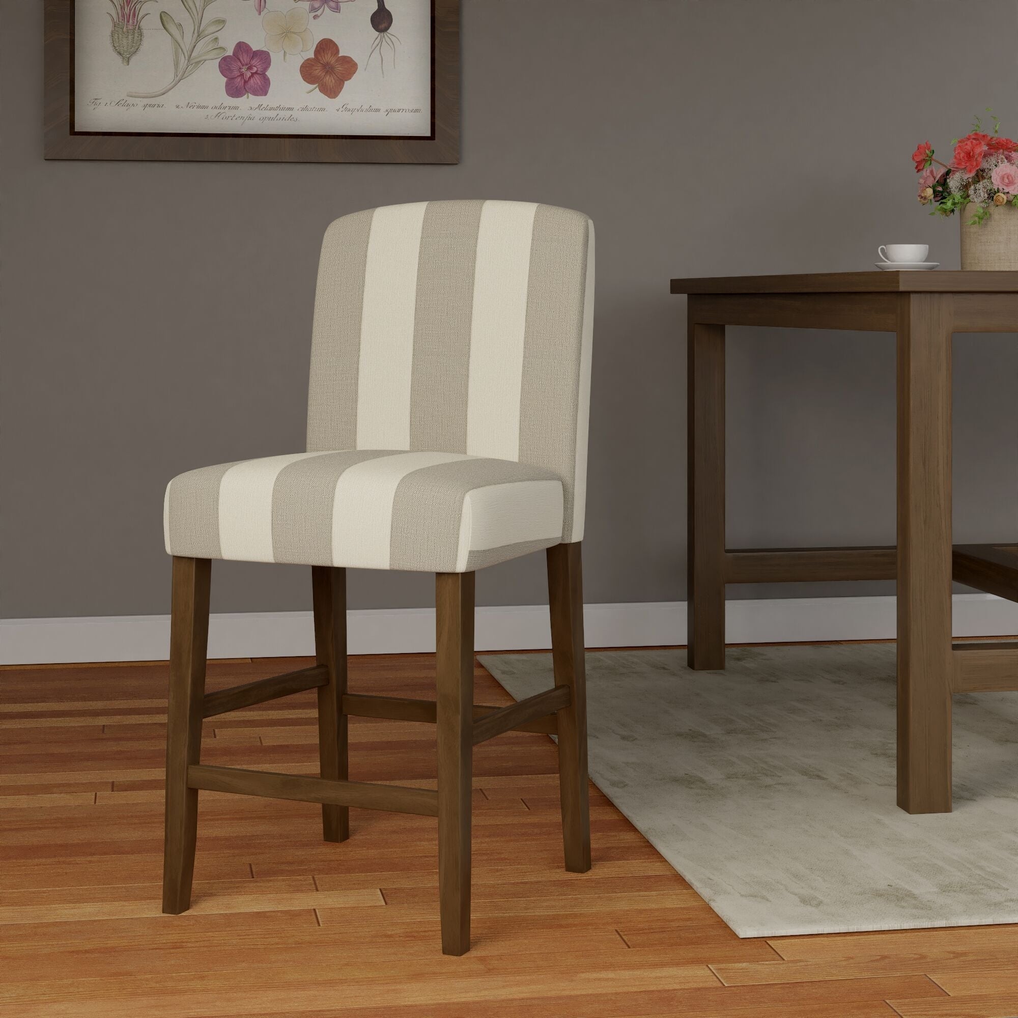 Homepop Curved Back 24 Counter Stool Grey Stripe