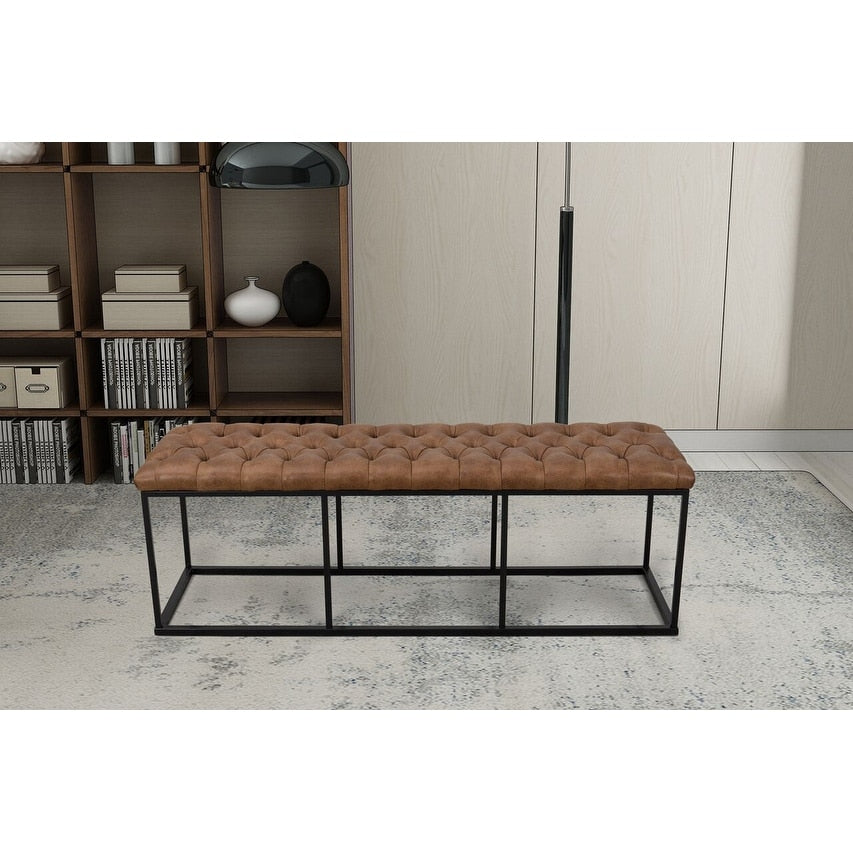 Carbon Loft Deangelo Large Decorative Bench With Light Brown Faux Leather