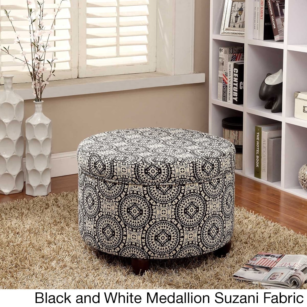 Homepop Large Round Storage Ottoman