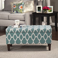 Homepop Teal Blue Decorative Large Storage Ottoman