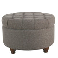 Homepop Large Tufted Round Storage Ottoman Dark Gray