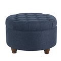 Homepop Large Tufted Round Storage Ottoman Navy