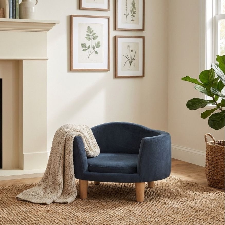 Homepop Luxury Pet Bed Blue Velvet