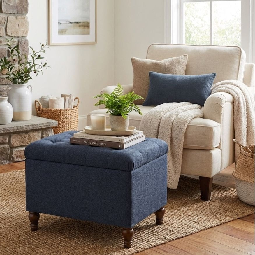 Homepop Medium Tufted Storage Ottoman