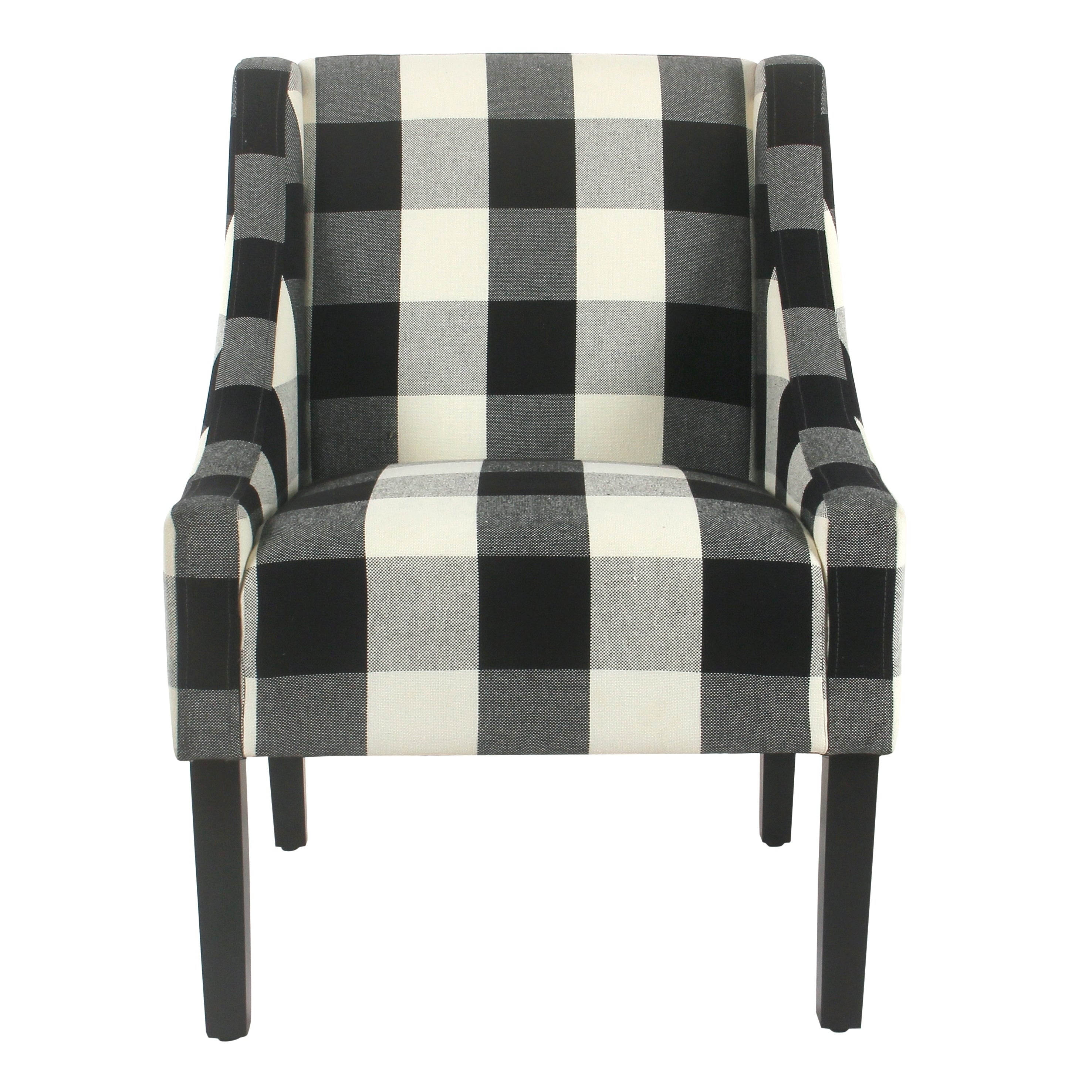 Homepop Modern Swoop Accent Chair Black Plaid