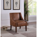 Homepop Modern Swoop Arm Accent Chair Distressed Brown Faux Leather