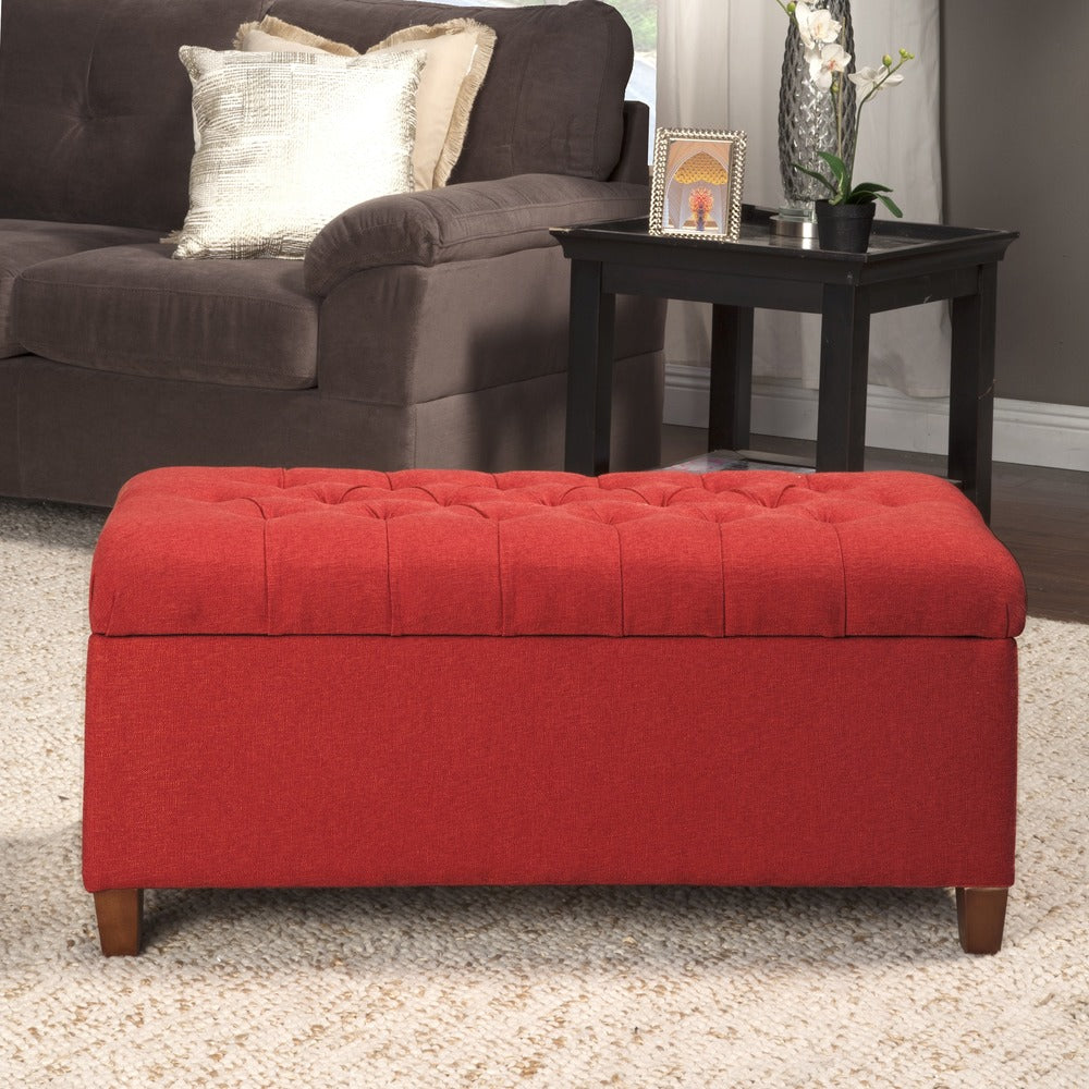 Homepop Ainsley Button Tufted Storage Bench Cranberry