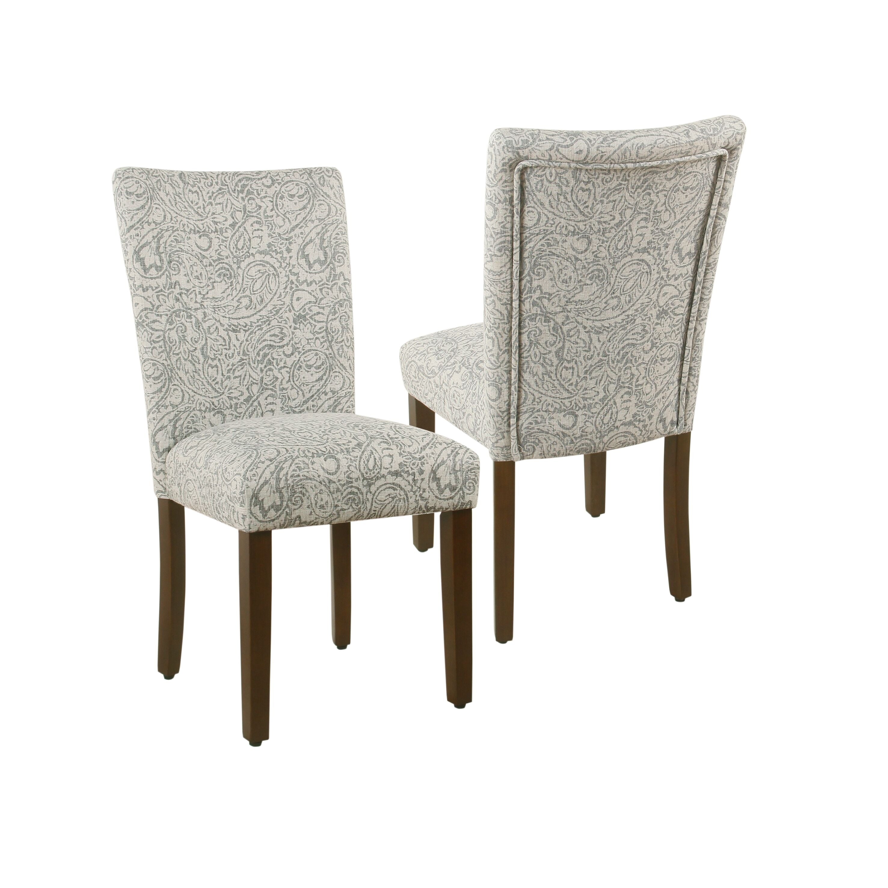 Homepop Parsons Grey Fabric Wood Floral Dining Chair Set Of 2