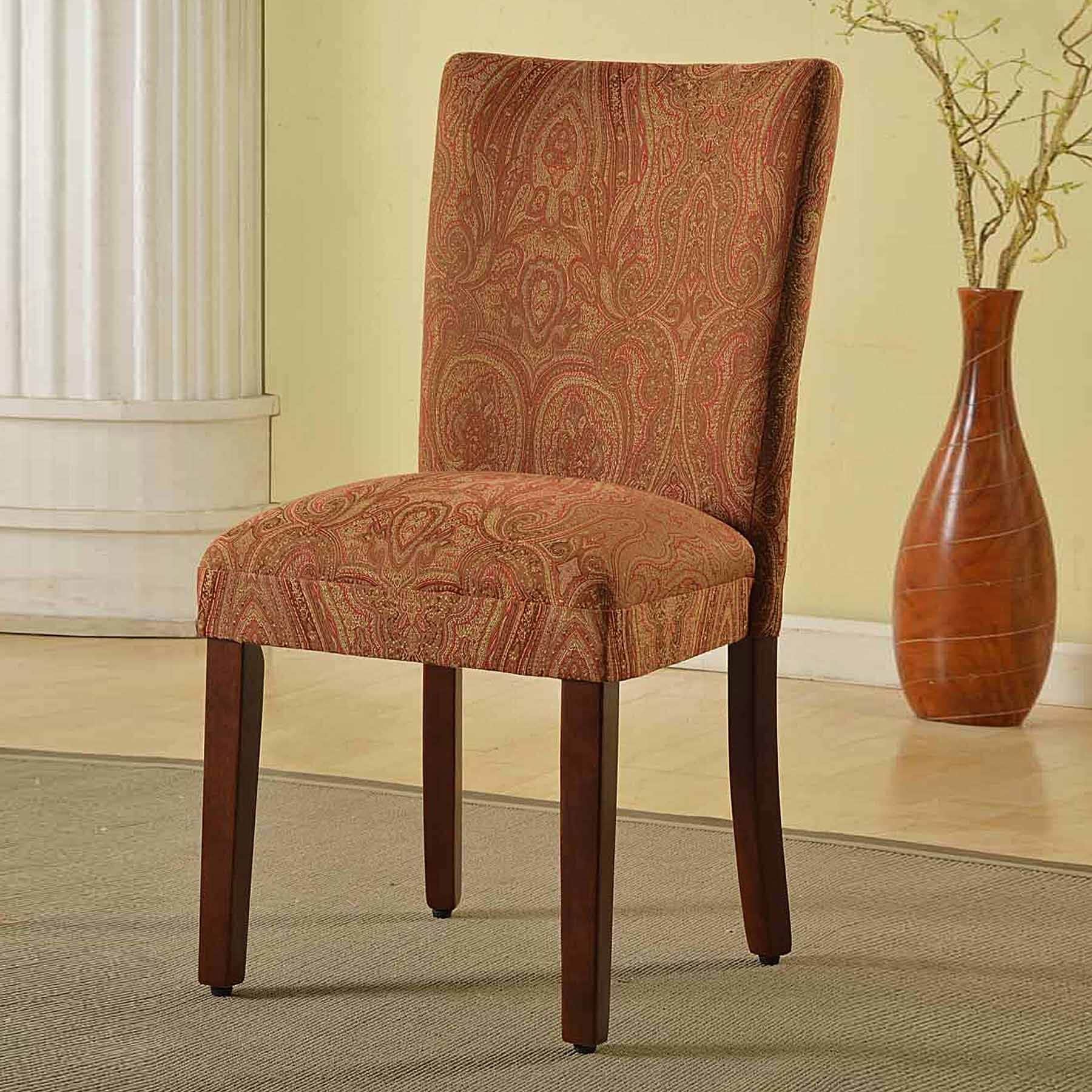 Homepop Parsons Dining Chair Red And Gold Damask