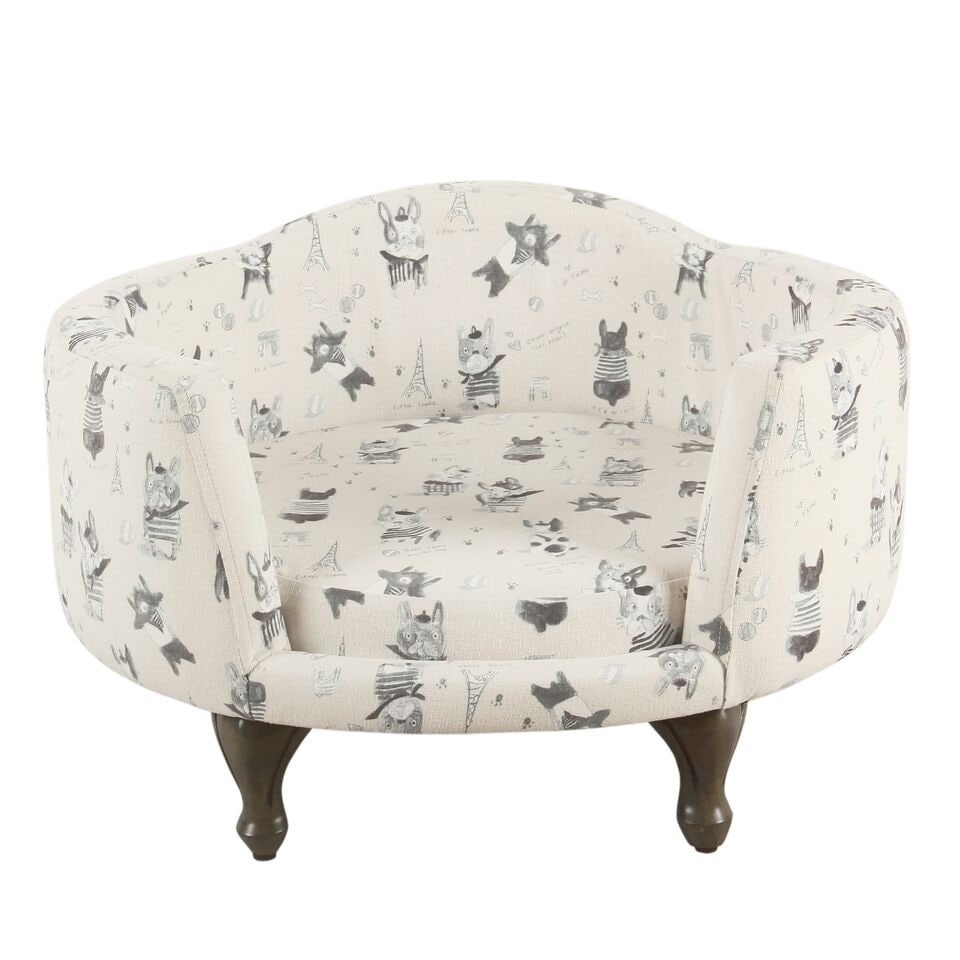 Homepop Pet Bed Stain Resistant French Bulldog Print